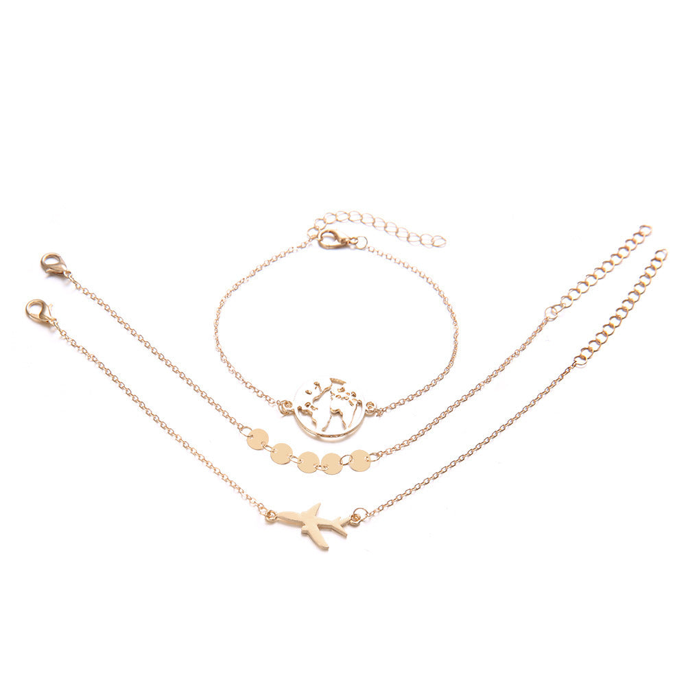 Bohemian Aircraft Map Charm Bracelet