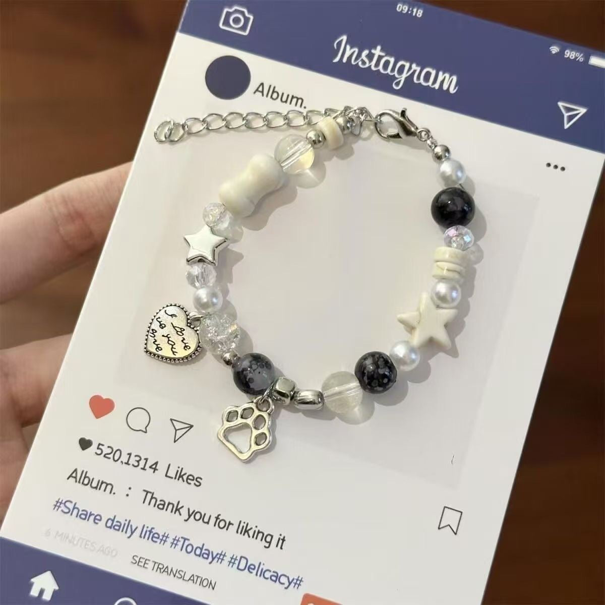 Star Little Cat Paw Bone Bracelet
