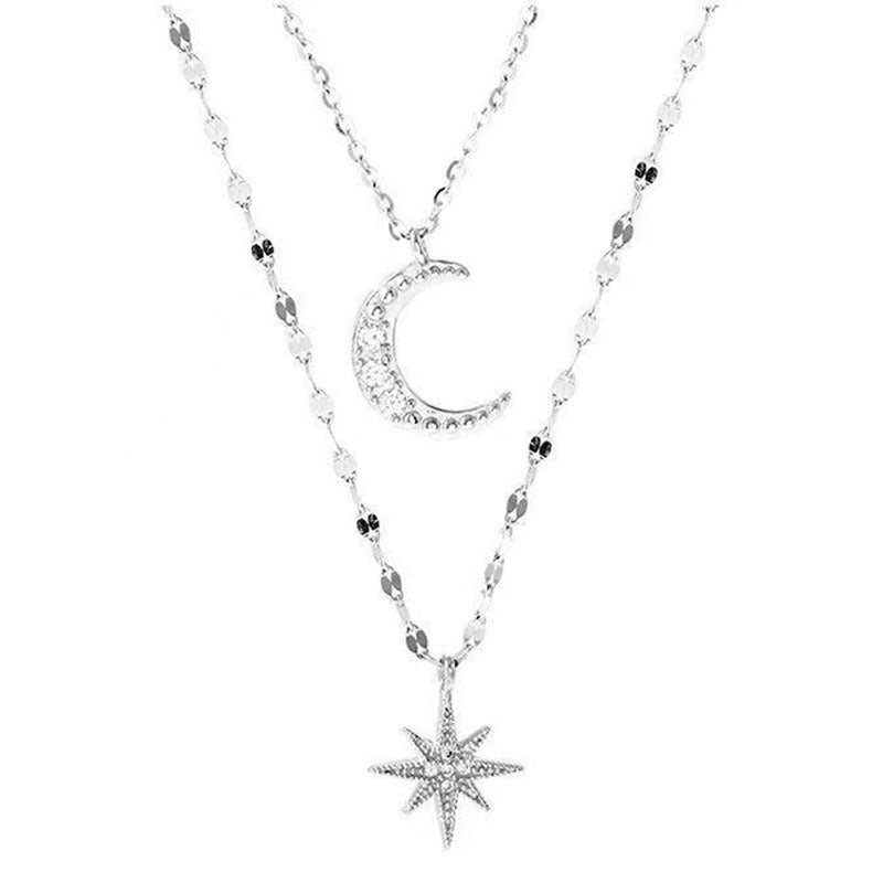 Asterism Moon Double-layer Necklace