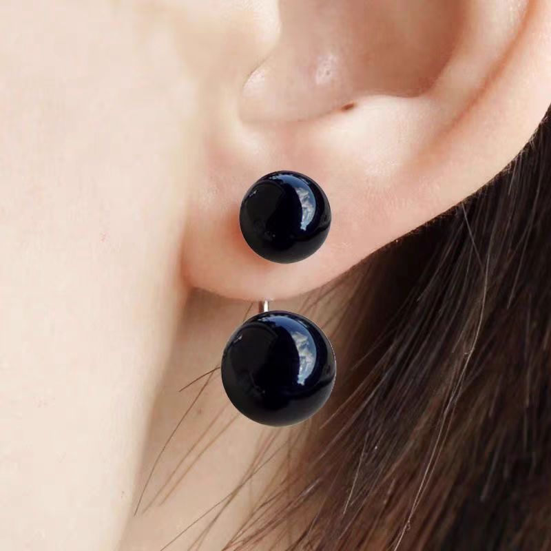 Silver Needle Double Stud Earrings