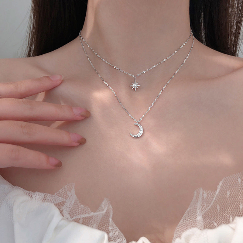Asterism Moon Double-layer Necklace