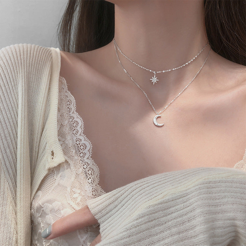Asterism Moon Double-layer Necklace