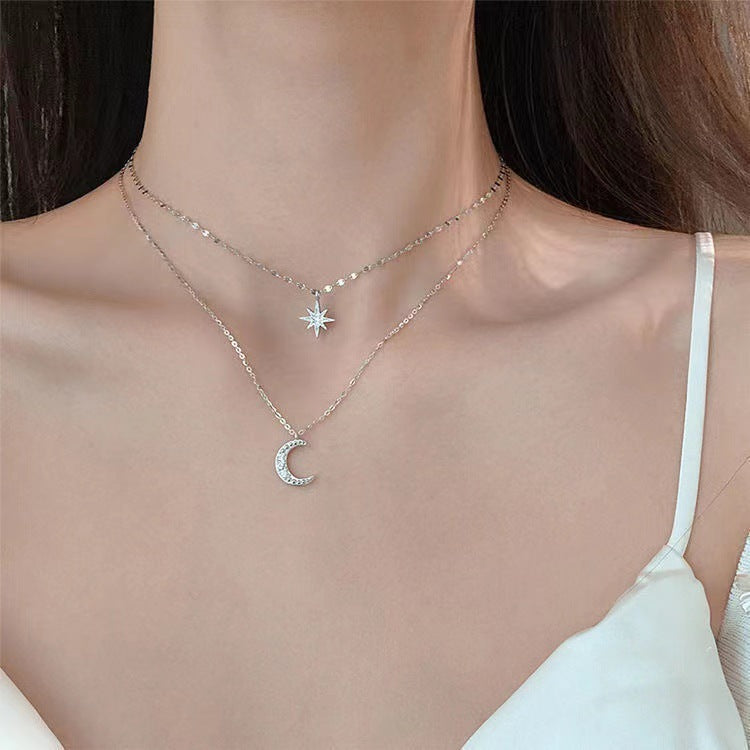 Asterism Moon Double-layer Necklace